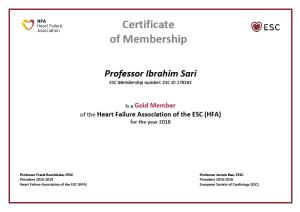 Avrupa Kalp Yetersizliği Birliği Altın Üyeliğim 2018 yılında da devam ediyor.
